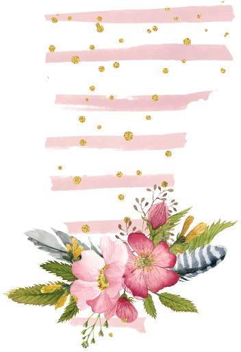 (s206-07) State Watercolor Floral Pink White Stripes All States Available
