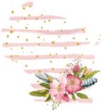 (s206-07) State Watercolor Floral Pink White Stripes All States Available