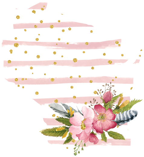 (s206-07) State Watercolor Floral Pink White Stripes All States Available