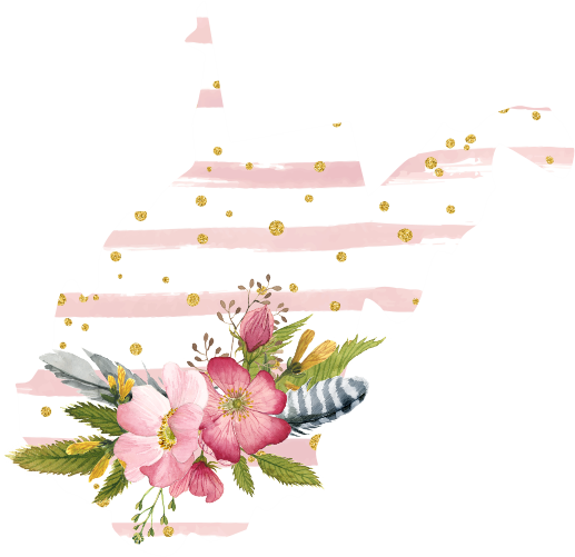 (s206-07) State Watercolor Floral Pink White Stripes All States Available