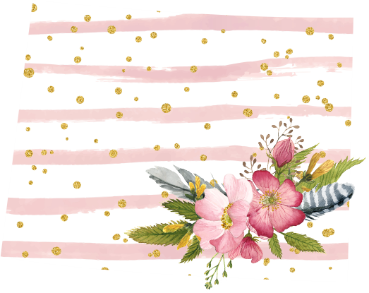 (s206-07) State Watercolor Floral Pink White Stripes All States Available