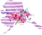(s206-09) State Watercolor Orchids Purple Stripes All States Available