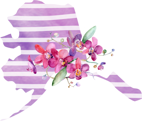 (s206-09) State Watercolor Orchids Purple Stripes All States Available