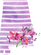 (s206-09) State Watercolor Orchids Purple Stripes All States Available