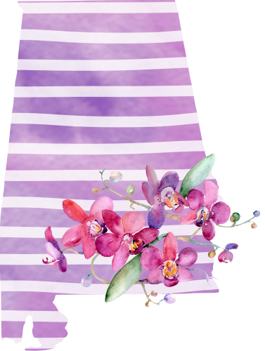 (s206-09) State Watercolor Orchids Purple Stripes All States Available
