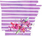(s206-09) State Watercolor Orchids Purple Stripes All States Available
