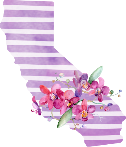 (s206-09) State Watercolor Orchids Purple Stripes All States Available