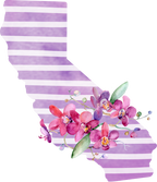 (s206-09) State Watercolor Orchids Purple Stripes All States Available