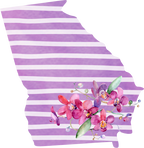 (s206-09) State Watercolor Orchids Purple Stripes All States Available