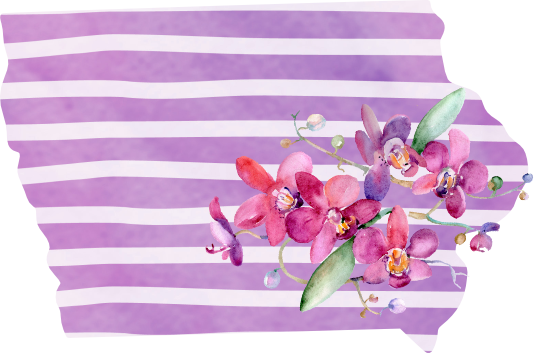 (s206-09) State Watercolor Orchids Purple Stripes All States Available