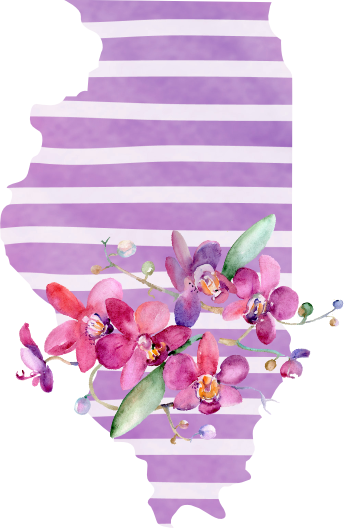 (s206-09) State Watercolor Orchids Purple Stripes All States Available
