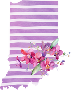 (s206-09) State Watercolor Orchids Purple Stripes All States Available