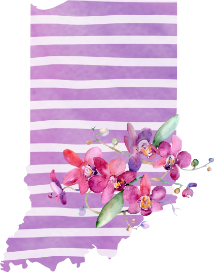 (s206-09) State Watercolor Orchids Purple Stripes All States Available