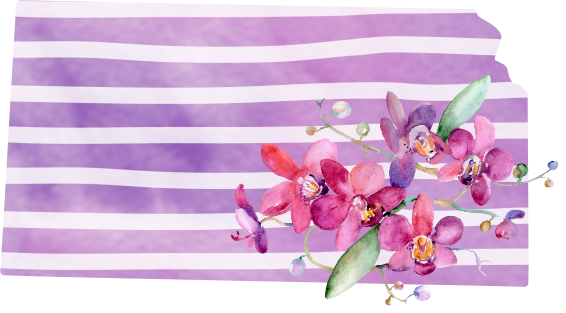 (s206-09) State Watercolor Orchids Purple Stripes All States Available
