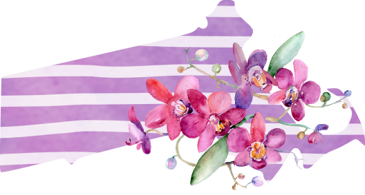(s206-09) State Watercolor Orchids Purple Stripes All States Available