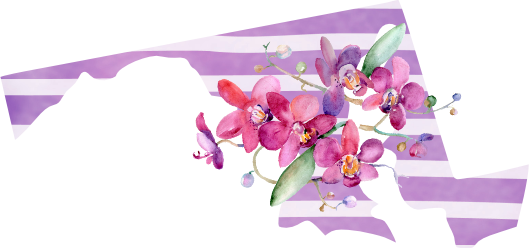 (s206-09) State Watercolor Orchids Purple Stripes All States Available