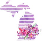 (s206-09) State Watercolor Orchids Purple Stripes All States Available
