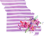 (s206-09) State Watercolor Orchids Purple Stripes All States Available
