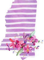 (s206-09) State Watercolor Orchids Purple Stripes All States Available