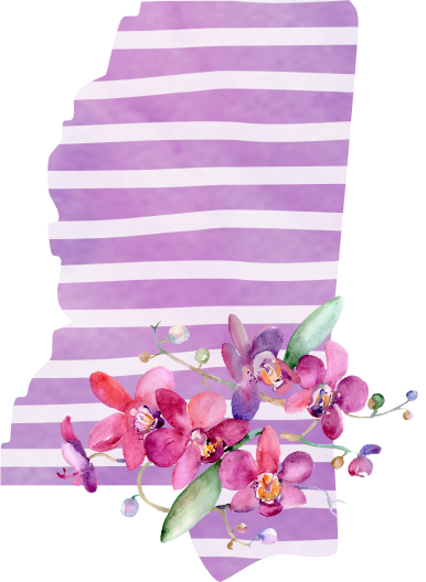 (s206-09) State Watercolor Orchids Purple Stripes All States Available