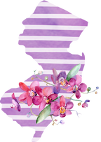 (s206-09) State Watercolor Orchids Purple Stripes All States Available