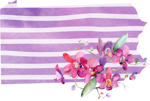 (s206-09) State Watercolor Orchids Purple Stripes All States Available