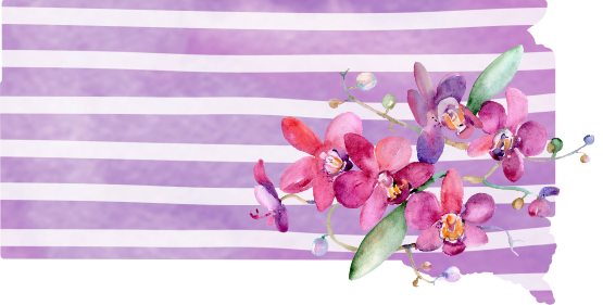 (s206-09) State Watercolor Orchids Purple Stripes All States Available
