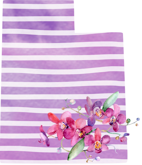 (s206-09) State Watercolor Orchids Purple Stripes All States Available