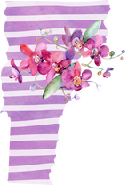 (s206-09) State Watercolor Orchids Purple Stripes All States Available