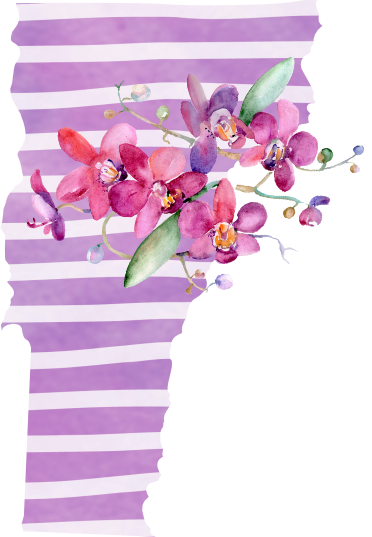 (s206-09) State Watercolor Orchids Purple Stripes All States Available