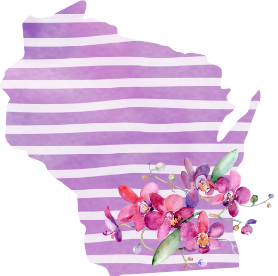 (s206-09) State Watercolor Orchids Purple Stripes All States Available