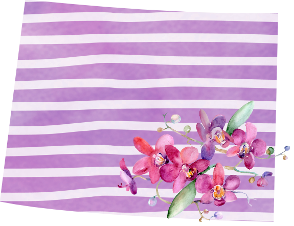 (s206-09) State Watercolor Orchids Purple Stripes All States Available