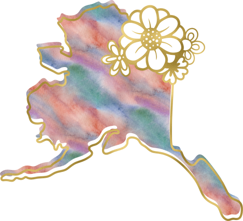 (s206-14) State Watercolor Gold Flower All States Available