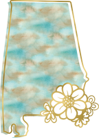 (s206-14) State Watercolor Gold Flower All States Available