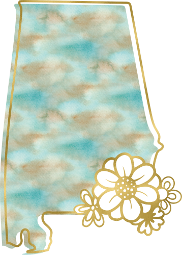 (s206-14) State Watercolor Gold Flower All States Available