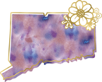 (s206-14) State Watercolor Gold Flower All States Available
