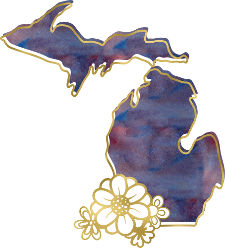 (s206-14) State Watercolor Gold Flower All States Available
