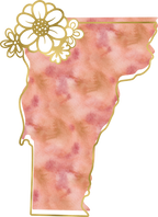 (s206-14) State Watercolor Gold Flower All States Available
