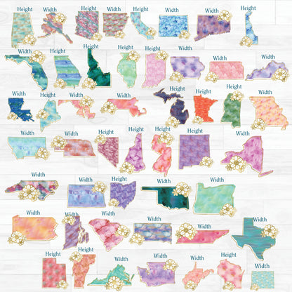 (s206-14) State Watercolor G Flower All States Available