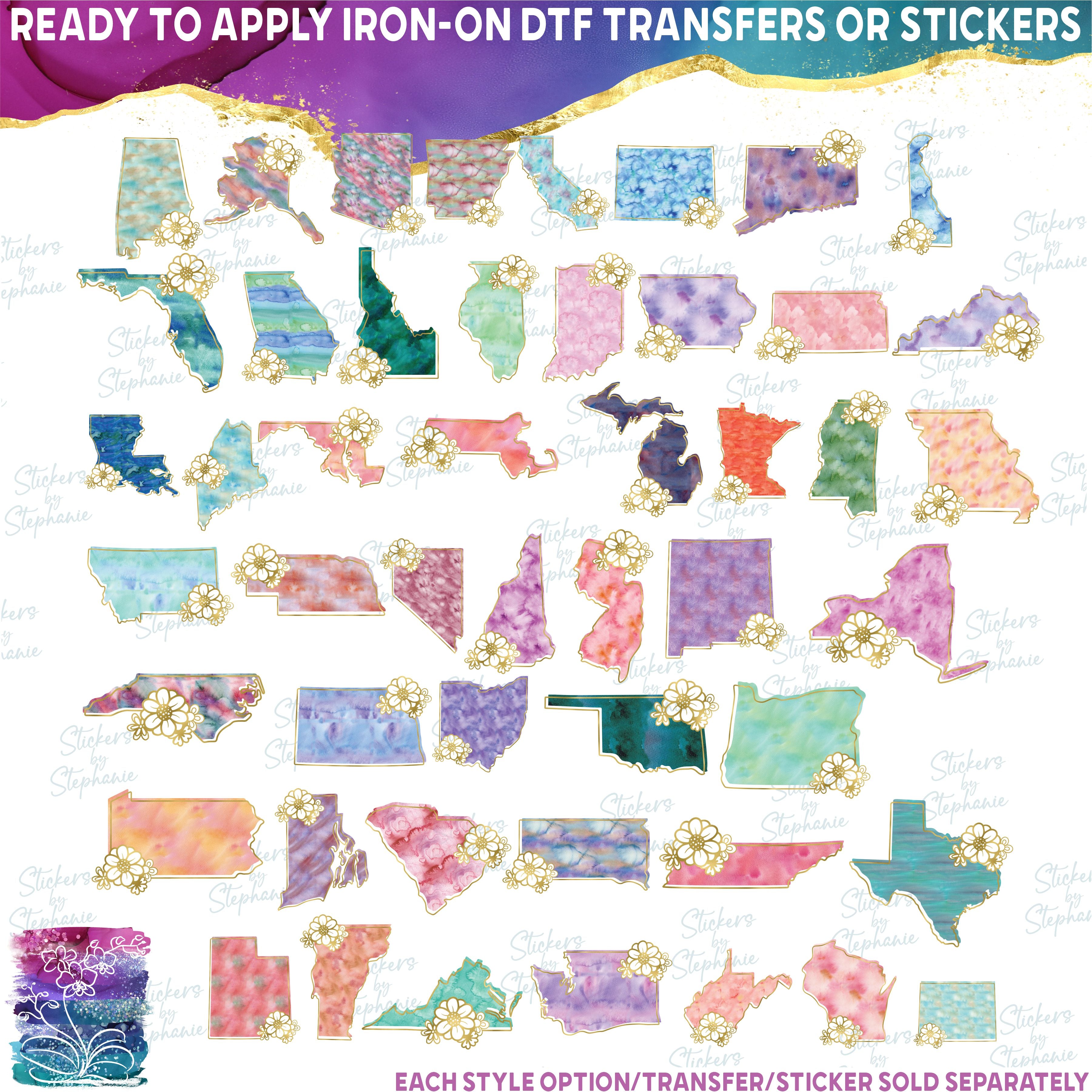 (s206-14) State Watercolor Gold Flower All States Available