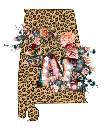 (s206-16) Leopard Print Floral Boho State Alabama