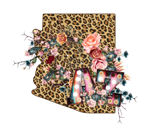 (s206-16) Leopard Print Floral Boho State Arizona