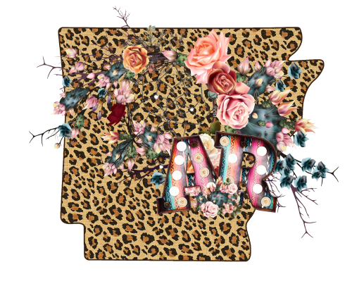 (s206-16) Leopard Print Floral Boho State Arkansas