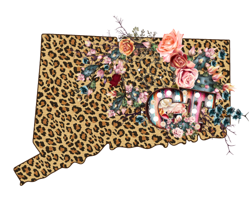(s206-16) Leopard Print Floral Boho State Connecticut