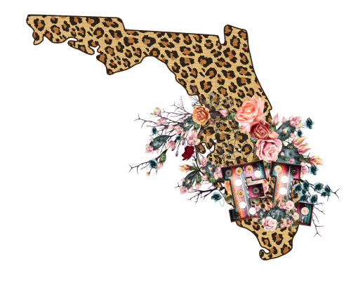 (s206-16) Leopard Print Floral Boho State Florida