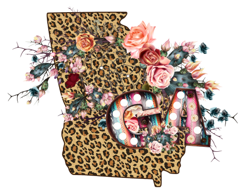 (s206-16) Leopard Print Floral Boho State Georgia