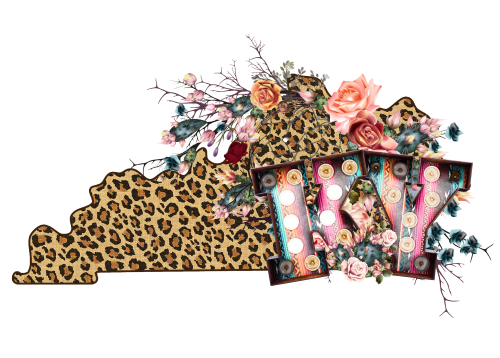 (s206-16) Leopard Print Floral Boho State Kentucky