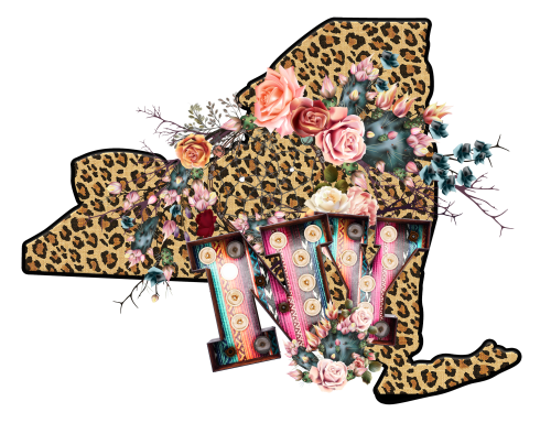 (s206-16) Leopard Print Floral Boho State New York
