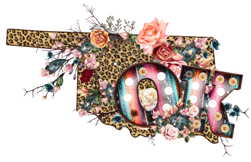 (s206-16) Leopard Print Floral Boho State Oklahoma