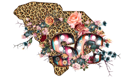 (s206-16) Leopard Print Floral Boho State South Carolina